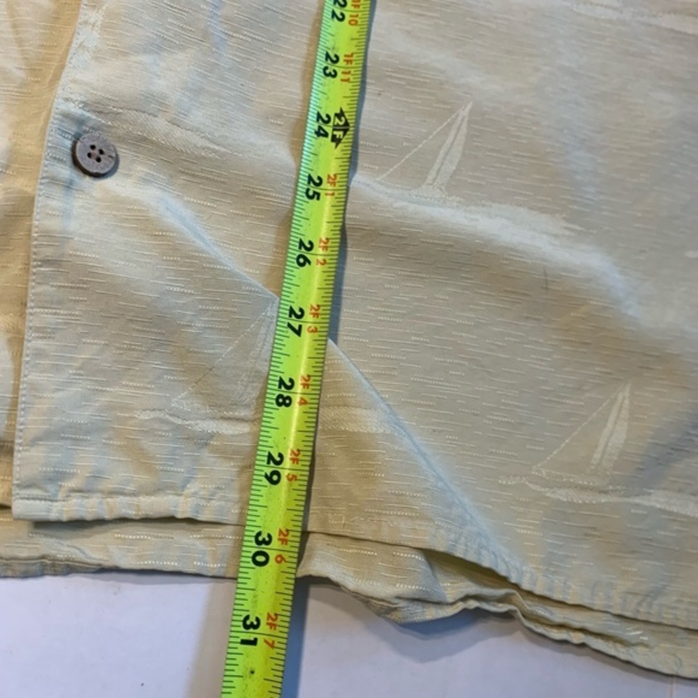 Bobby Chan 100% Silk Sail Boat Polo Summer Vacation Hawaiian Shirt XL Off Yellow - Picture 10 of 12